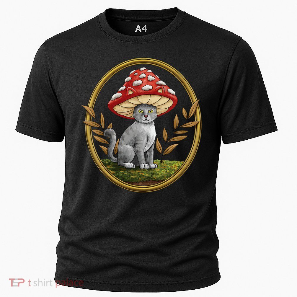 Cottagecore Aesthetic Cat with Mushroom Hat Performance Shirt