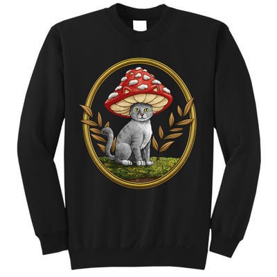 Cottagecore Aesthetic Cat with Mushroom Hat Sweatshirt