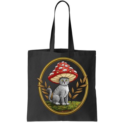 Cottagecore Aesthetic Cat with Mushroom Hat Bag