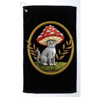 Cottagecore Aesthetic Cat with Mushroom Hat Golf Towel