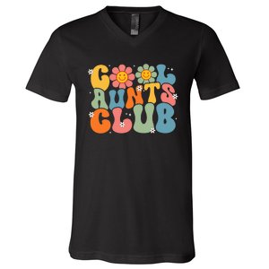 Cool Aunts Club Groovy Retro Smile Aunt Auntie MotherS Day V-Neck T-Shirt