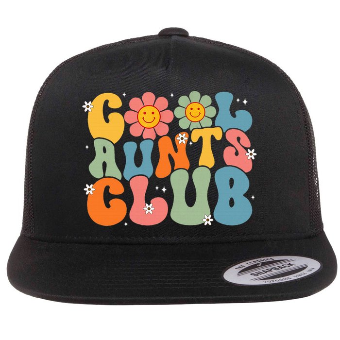 Cool Aunts Club Groovy Retro Smile Aunt Auntie MotherS Day Flat Bill Trucker Hat