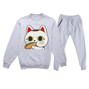 Cat Anime Cute Funny Manga Turbo Granny Kawaii Cat Premium Crewneck Sweatsuit Set