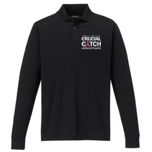 Crucial A Catch Intercept Cancer Breast Cancer Awareness Performance Long Sleeve Polo