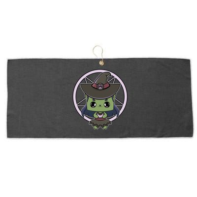 Cute Anime Cat Witch And Moon For Halloween Gift Large Microfiber Waffle Golf Towel