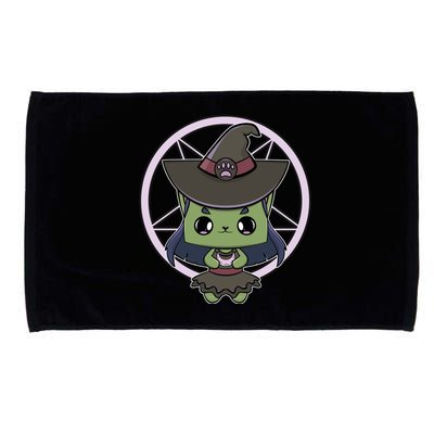 Cute Anime Cat Witch And Moon For Halloween Gift Microfiber Hand Towel