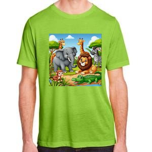 Cute Animals Cartoon Jungle Theme Cool Funny Animal Art Adult ChromaSoft Performance T-Shirt