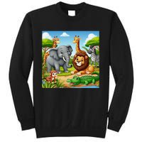 Cute Animals Cartoon Jungle Theme Cool Funny Animal Art Sweatshirt