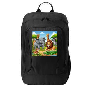 Cute Animals Cartoon Jungle Theme Cool Funny Animal Art City Backpack