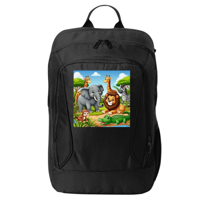 Cute Animals Cartoon Jungle Theme Cool Funny Animal Art City Backpack