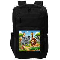 Cute Animals Cartoon Jungle Theme Cool Funny Animal Art Impact Tech Backpack