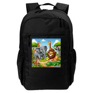 Cute Animals Cartoon Jungle Theme Cool Funny Animal Art Daily Commute Backpack