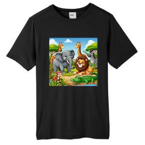 Cute Animals Cartoon Jungle Theme Cool Funny Animal Art Tall Fusion ChromaSoft Performance T-Shirt