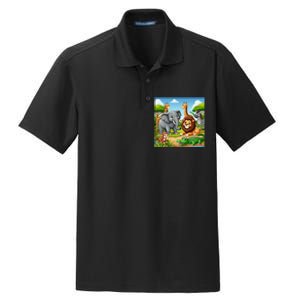 Cute Animals Cartoon Jungle Theme Cool Funny Animal Art Dry Zone Grid Polo