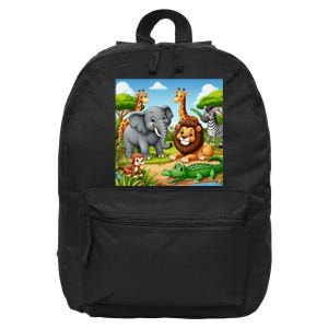 Cute Animals Cartoon Jungle Theme Cool Funny Animal Art 16 in Basic Backpack