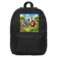 Cute Animals Cartoon Jungle Theme Cool Funny Animal Art 16 in Basic Backpack