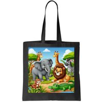 Cute Animals Cartoon Jungle Theme Cool Funny Animal Art Tote Bag