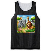 Cute Animals Cartoon Jungle Theme Cool Funny Animal Art Mesh Reversible Basketball Jersey Tank