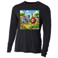 Cute Animals Cartoon Jungle Theme Cool Funny Animal Art Cooling Performance Long Sleeve Crew