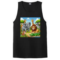 Cute Animals Cartoon Jungle Theme Cool Funny Animal Art PosiCharge Competitor Tank