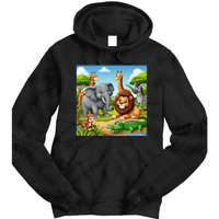 Cute Animals Cartoon Jungle Theme Cool Funny Animal Art Tie Dye Hoodie