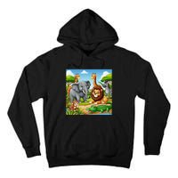 Cute Animals Cartoon Jungle Theme Cool Funny Animal Art Tall Hoodie