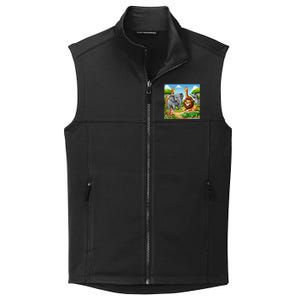 Cute Animals Cartoon Jungle Theme Cool Funny Animal Art Collective Smooth Fleece Vest