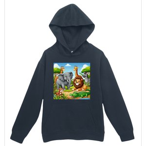 Cute Animals Cartoon Jungle Theme Cool Funny Animal Art Urban Pullover Hoodie