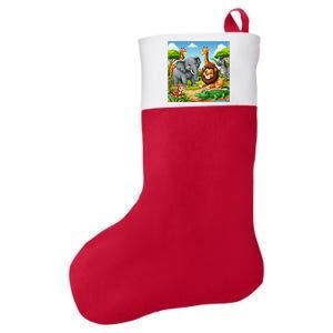 Cute Animals Cartoon Jungle Theme Cool Funny Animal Art Felt Holiday Christmas Stocking