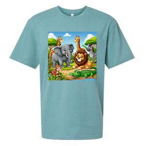 Cute Animals Cartoon Jungle Theme Cool Funny Animal Art Sueded Cloud Jersey T-Shirt