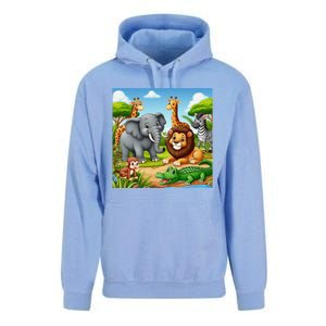 Cute Animals Cartoon Jungle Theme Cool Funny Animal Art Unisex Surf Hoodie