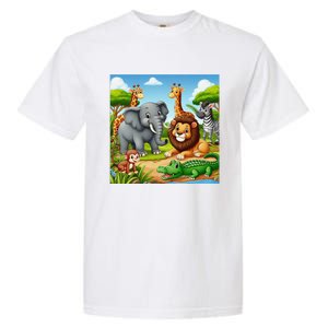 Cute Animals Cartoon Jungle Theme Cool Funny Animal Art Garment-Dyed Heavyweight T-Shirt