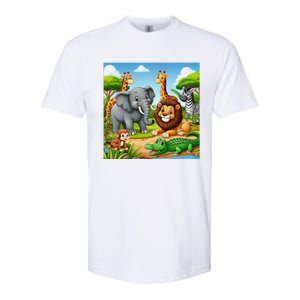 Cute Animals Cartoon Jungle Theme Cool Funny Animal Art Softstyle CVC T-Shirt