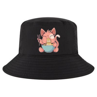 Cute Anime Cat Eating Ramen Japanese Kawaii Style Cool Comfort Performance Bucket Hat