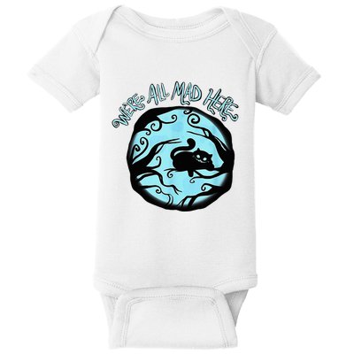 Cheshire Alice Cat We_re All Mad Here Wonderland Baby Bodysuit