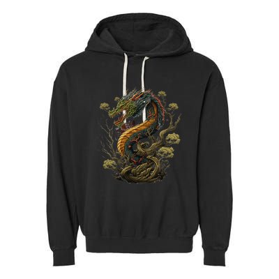 Chinese Asian Culture Dragon Japanese Garment-Dyed Fleece Hoodie