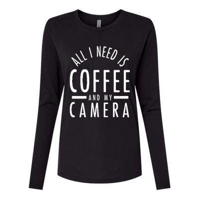 Camera And Coffee Gift Funny Photography Quote Photographer Gift Womens Cotton Relaxed Long Sleeve T-Shirt