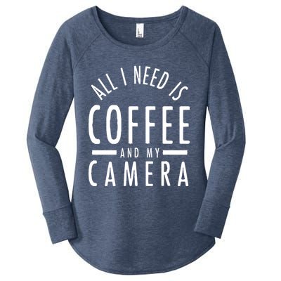 Camera And Coffee Gift Funny Photography Quote Photographer Gift Women's Perfect Tri Tunic Long Sleeve Shirt