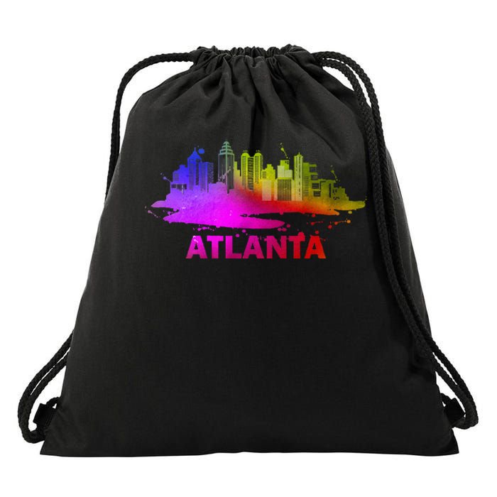 Colorful Atlanta Cityscape Souvenir Atlanta Skyline Drawstring Bag