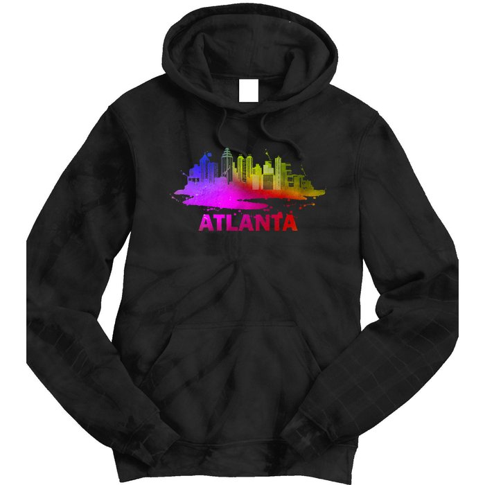 Colorful Atlanta Cityscape Souvenir Atlanta Skyline Tie Dye Hoodie