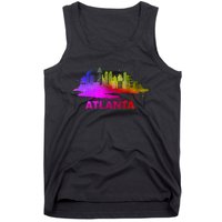 Colorful Atlanta Cityscape Souvenir Atlanta Skyline Tank Top