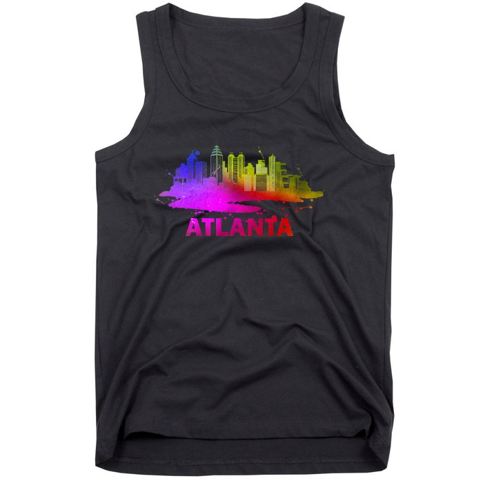 Colorful Atlanta Cityscape Souvenir Atlanta Skyline Tank Top