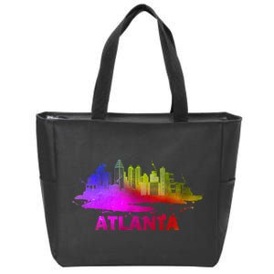 Colorful Atlanta Cityscape Souvenir Atlanta Skyline Zip Tote Bag