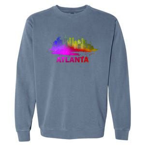 Colorful Atlanta Cityscape Souvenir Atlanta Skyline Garment-Dyed Sweatshirt