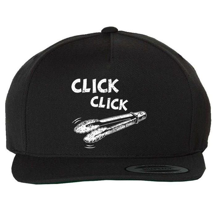 Click A Click Tongs Bbq Barbecue Barbecuing Hanging Wool Snapback Cap