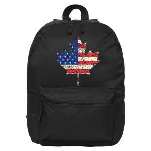 Combined American Canadian Flag USA Canada Maple Leaf 16 in Basic Backpack