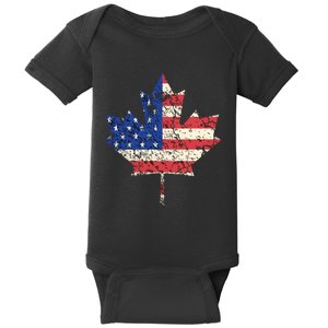 Combined American Canadian Flag USA Canada Maple Leaf Baby Bodysuit