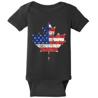 Combined American Canadian Flag USA Canada Maple Leaf Baby Bodysuit