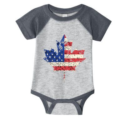 Combined American Canadian Flag USA Canada Maple Leaf Infant Baby Jersey Bodysuit