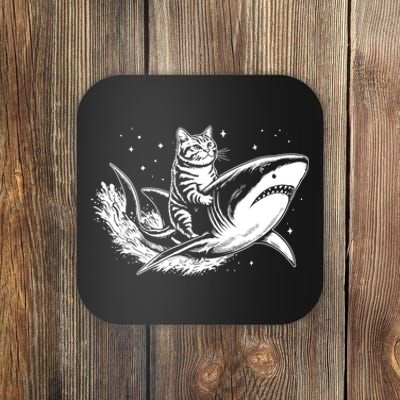 Cute Anime Cat Riding Shark Lover Kawaii Kitten Lover Coaster